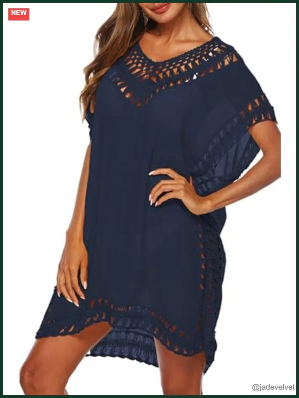 Crochet Chiffon Swim Suit Cover Up Dress Tassel Hem Beach Coverup